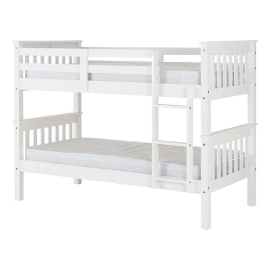 Nevada Wooden Single Bunk Bed In White