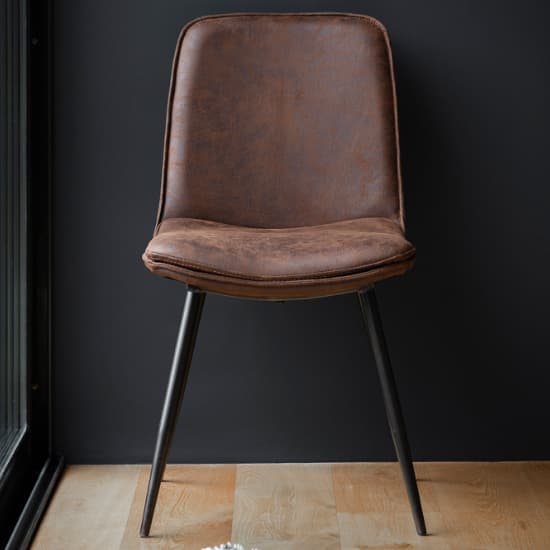 Netanya Brown Faux Leather Dining Chairs In A Pair_4