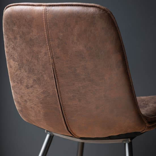 Netanya Brown Faux Leather Dining Chairs In A Pair_7