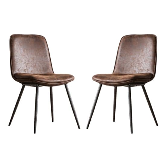 Netanya Brown Faux Leather Dining Chairs In A Pair_1
