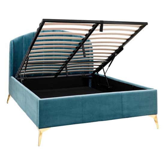 Pulford Velvet End Lift Storage Double Bed In Teal_5