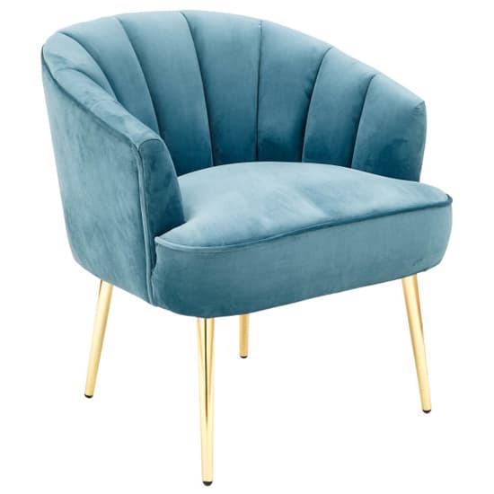 Pulford Velvet Upholstered Armchair In Teal_4
