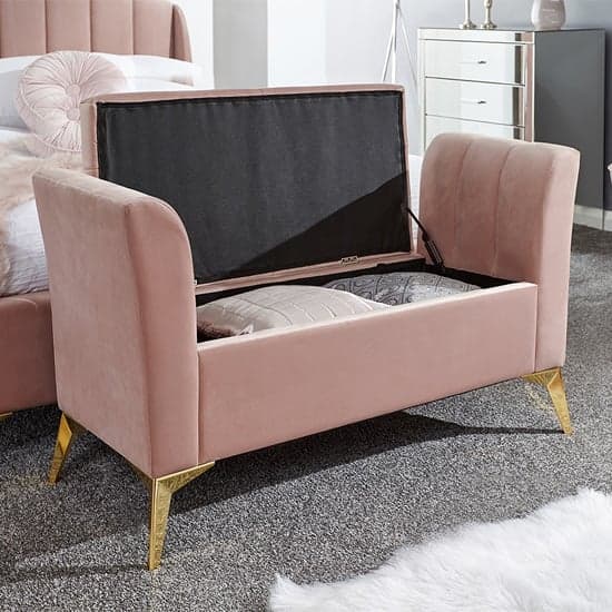 Pulford Velvet Upholstered Ottoman Storage Bench In Blush Pink_2