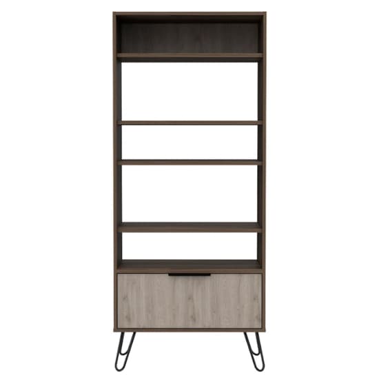 Newcastle Wooden Bookcase In Smoked Bleached Oak_2
