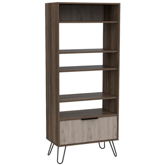 Newcastle Wooden Bookcase In Smoked Bleached Oak_1