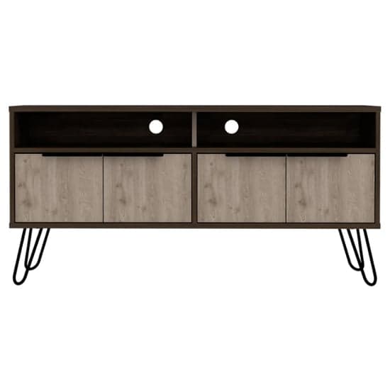 Newcastle Wooden TV Stand In Smoked Bleached Oak With 4 Doors_2