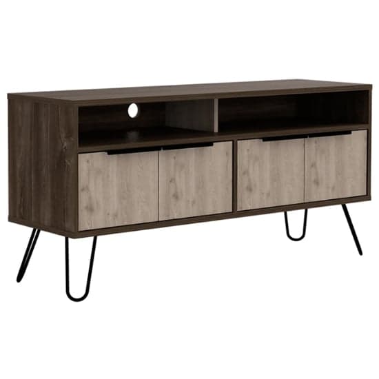 Newcastle Wooden TV Stand In Smoked Bleached Oak With 4 Doors_1