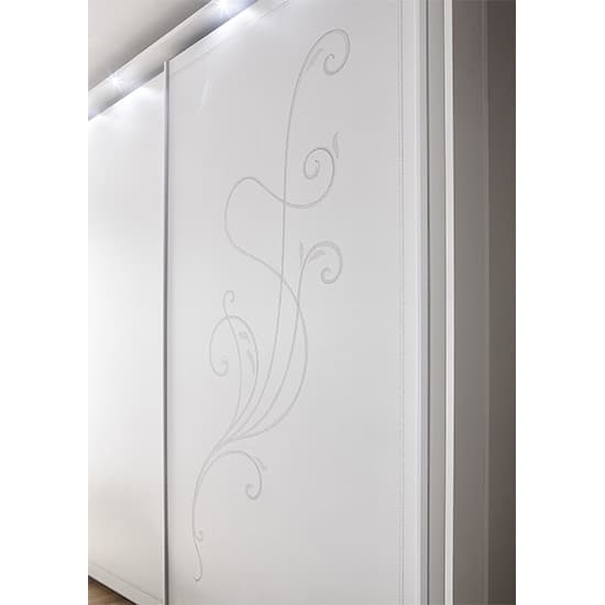 Nevea LED Sliding Door Wooden Wardrobe In Serigraphed White_6