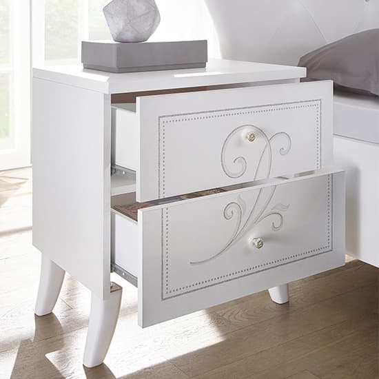 Nevea Serigraphed White Wooden Nightstands In Pair_3