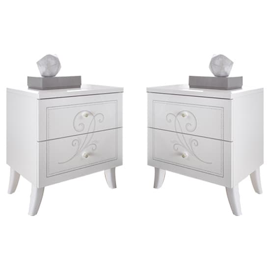 Nevea Serigraphed White Wooden Nightstands In Pair_1