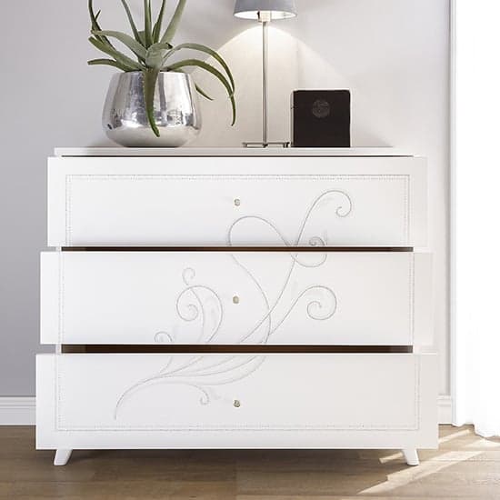 Nevea Wooden Chest Of Drawers In Serigraphed White_2