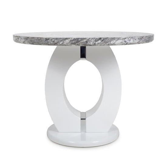 Naiva Marble Gloss Effect Round Dining Table With White Base_2