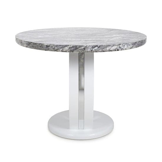 Naiva Marble Gloss Effect Round Dining Table With White Base_3