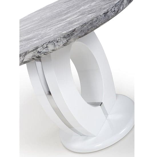 Naiva Marble Gloss Effect Round Dining Table With White Base_4