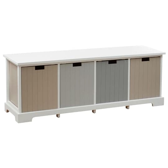 Kornephoros Wooden Hallway Bench With 4 Drawers In White_2