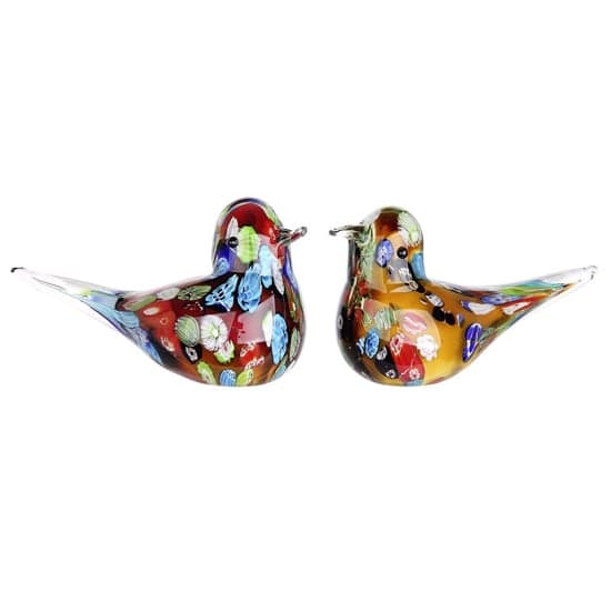 Newark Glass Bird Florale Sculpture In Multicolour_2