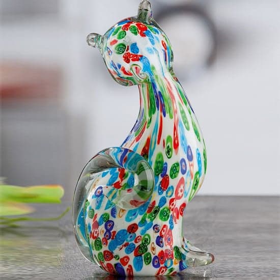 Newark Glass Cat Candy Sculpture In Multicolour_1