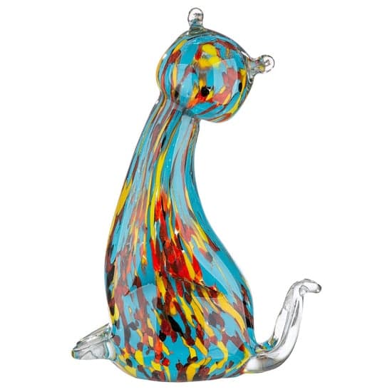 Newark Glass Cat Somia Sculpture In Multicolour_3