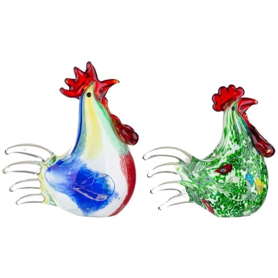 Newark Glass Chicken Carlo Sculpture In Multicolour_2