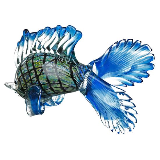 Newark Glass Fish Barracuda Sculpture In Blue And Green_5