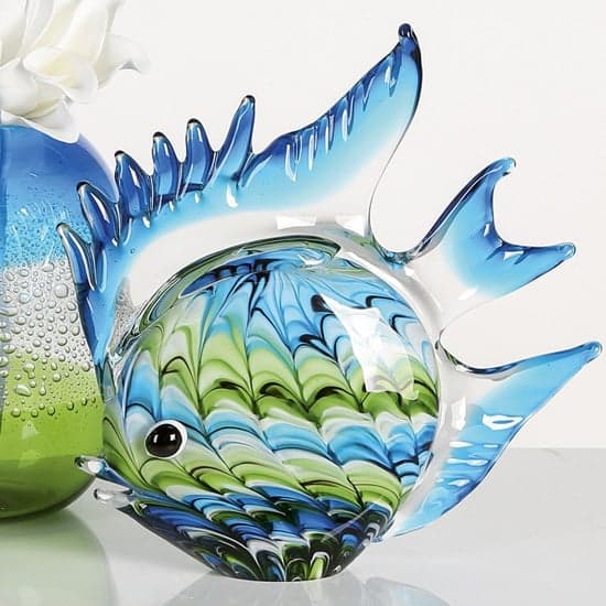 Newark Glass Fun Fish Sculpture In Blue And Green_1