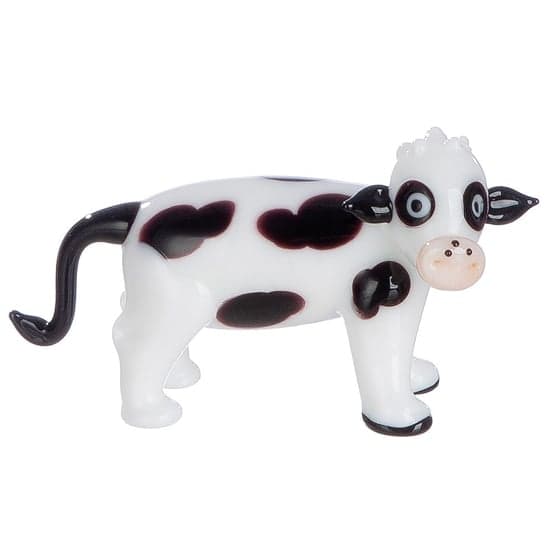 Newark Glass Mini Cow Gaby Sculpture In White And Black_2