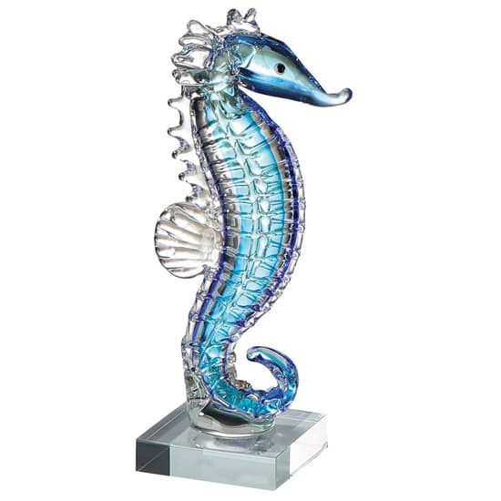 Newark Glass Seahorse Sculpture In Blue Furniture in Fashion