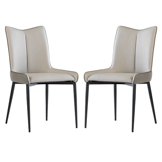 Newark Grey And Light Grey Faux Leather Dining Chairs In Pair_1