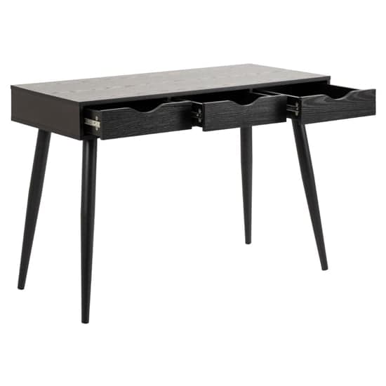 Newark Wooden Laptop Desk With 3 Drawers In Ash Black_2