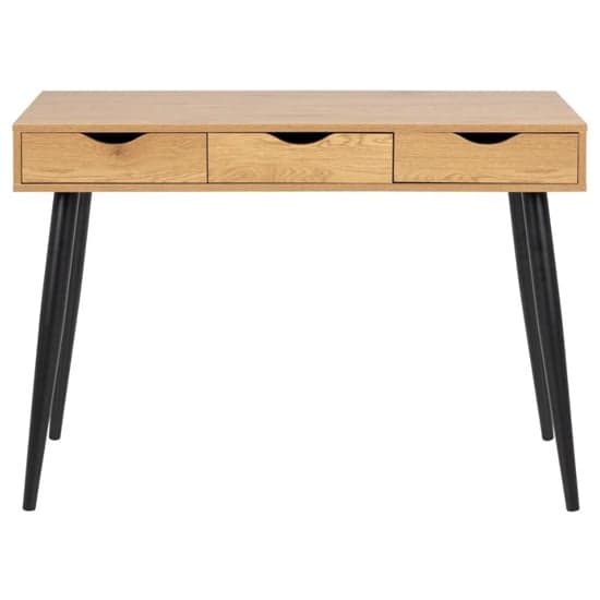 Newark Wooden Laptop Desk With 3 Drawers In Oak And Black_3