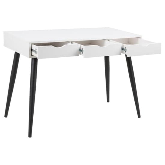Newark Wooden Laptop Desk With 3 Drawers In White And Black_2