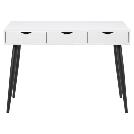 Newark Wooden Laptop Desk With 3 Drawers In White And Black_3