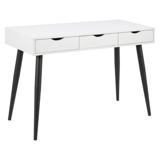 Newark Wooden Laptop Desk With 3 Drawers In White And Black_1