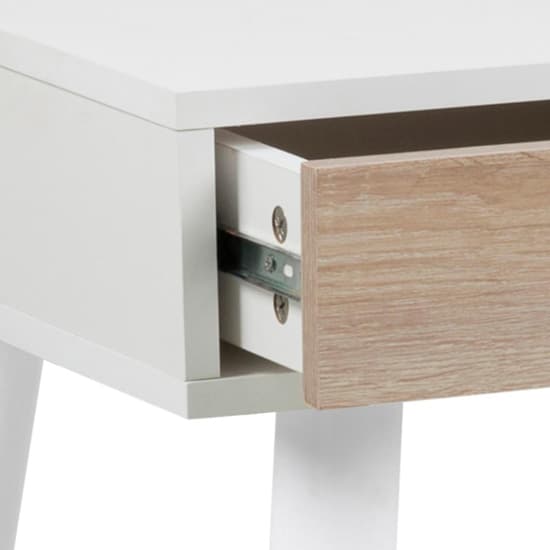 Newark Wooden Laptop Desk With 3 Drawers In White And Oak_4