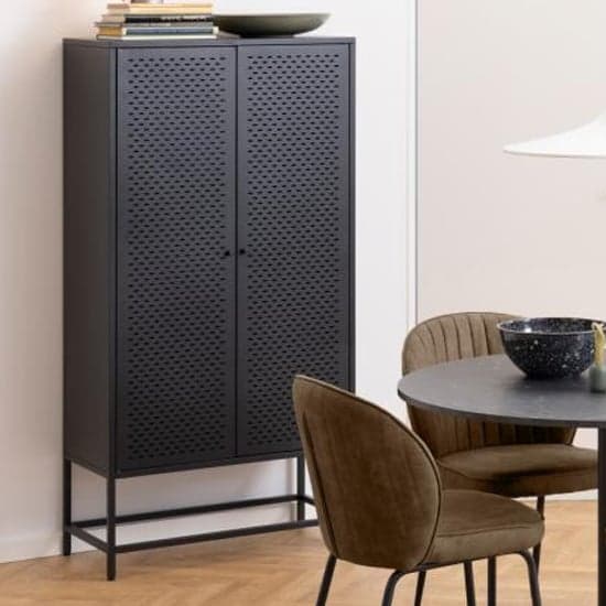 Newberry Metal Storage Cabinet With 2 Doors In Matt Black_1