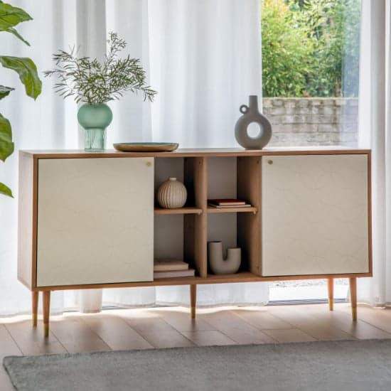 Newberry Wooden Sideboard With 2 Doors In White And Oak_1