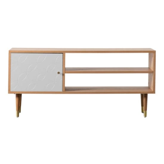 Newberry Wooden TV Stand With 1 Door In White And Oak_2