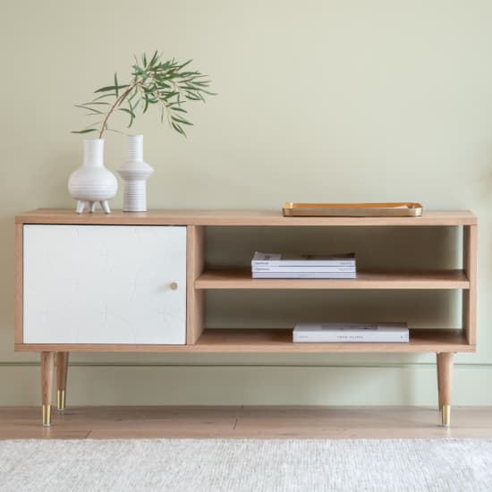 Newberry Wooden TV Stand With 1 Door In White And Oak_1