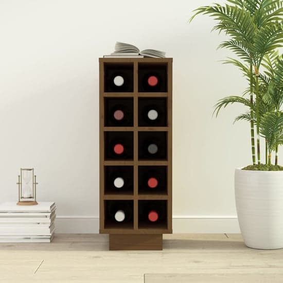 Newkirk Pine Wood Wine Rack With 10 Shelves In Honey Brown_2