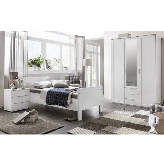 Newport Mirrored Wardrobe In Alpine White And 3 Doors 3 Drawers_2
