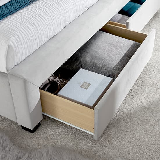 Newton Velvet 4 Drawers Storage Double Bed In Grey_4
