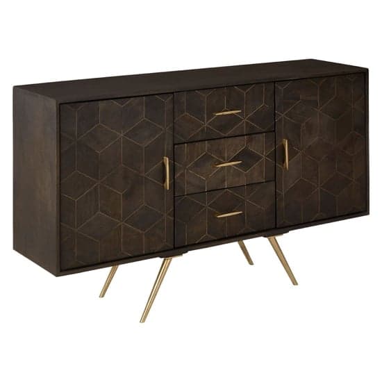 Nikawiy Wooden Sideboard In Grey And Antique Brass_1