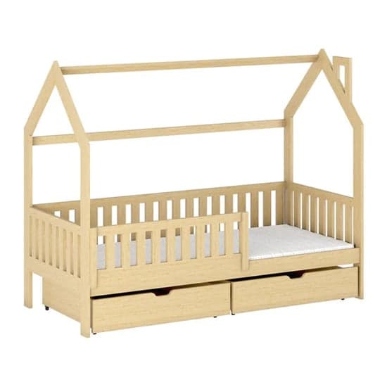 Niort Storage Wooden Single Bed In Pine With Bonnell Mattress_1