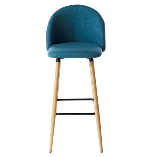 Nissan Blue Fabric Bar Stools With Wooden Legs In Pair_2
