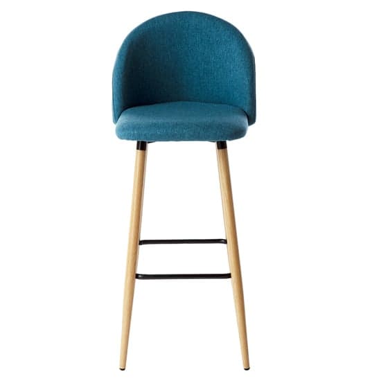 Nissan Fabric Bar Stool With Solid Wooden Legs In Blue_2