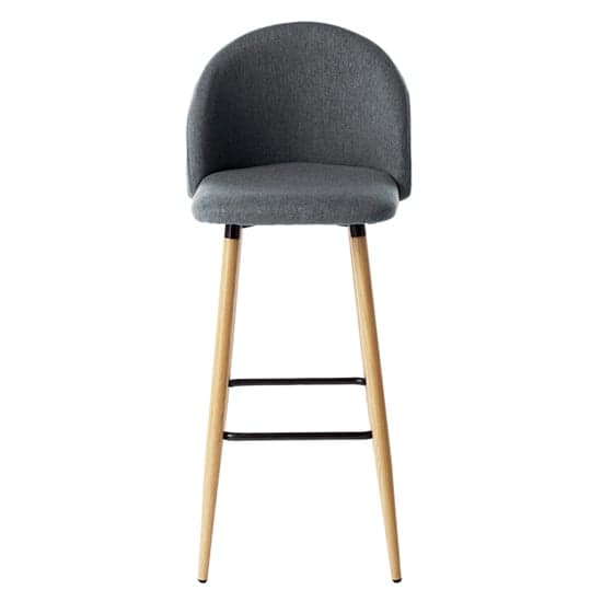 Nissan Fabric Bar Stool With Solid Wooden Legs In Grey_2