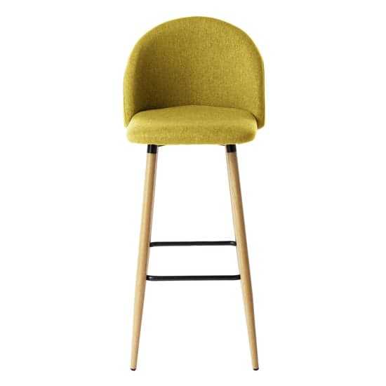 Nissan Mustard Fabric Bar Stools With Wooden Legs In Pair_2