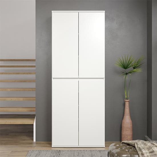 Nitra Wooden Hallway Storage Cabinet With 4 Doors In White_2