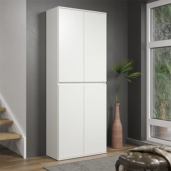 Nitra Wooden Hallway Storage Cabinet With 4 Doors In White_1