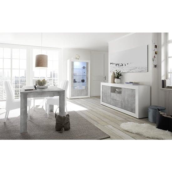 Nitro LED 2 Door 2 Drawer White Gloss Sideboard In Cement_3
